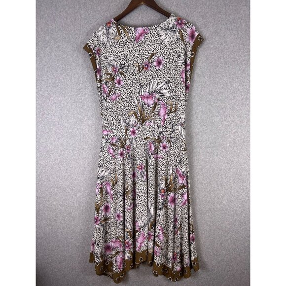 WHBM Maxi Dress Women's M Multicolor Leopard Floral Sleeveless Tie Waist Stretch - Picture 8 of 8